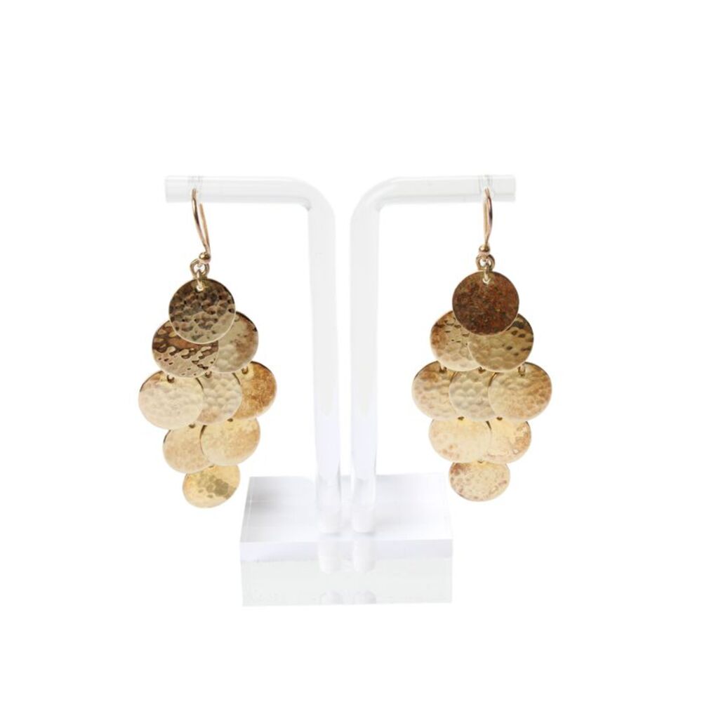 Designer Womens Gold Plated 925 Silver Disc Dangle Earrings OS 16.2g